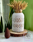 گلدان شیشه ای مکرومه مدل نسترن طرح xدوبل