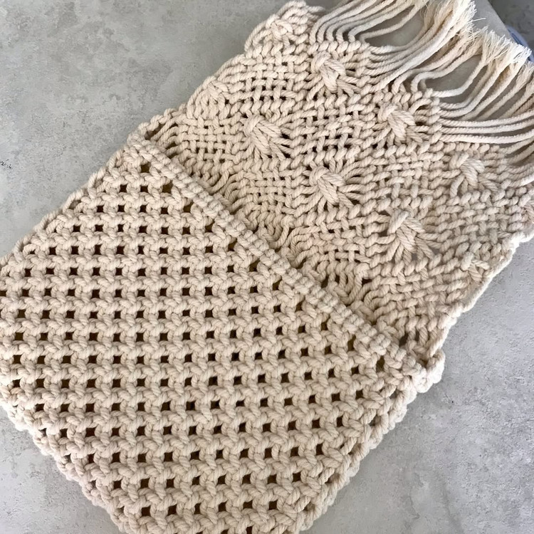 کیف دستبافت مکرومه ابعاد 25 در 20