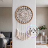 دیوارکوب قلاب بافی ماندالا مدل پیرت قطر ۳۷ سانت مکرومه کابان