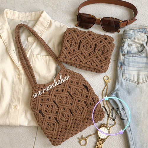 کیف دوشی مکرومه مدل زارا