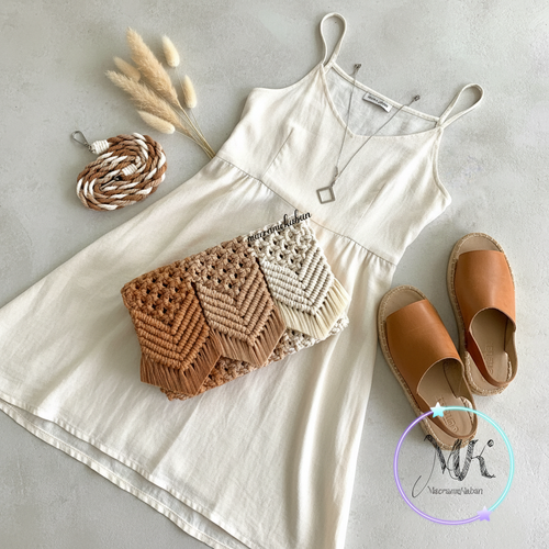 کیف مکرومه ابعاد ۲۵ در ۱۸ سانت