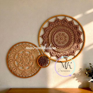 ست دیوارکوب قلاببافی ماندالا قطر ۵۵/ ۴۲/ ۱۵ سانت مکرومه کابان