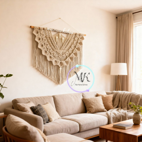 دیوارکوب مکرومه ابعاد ۱۰۰ در ۱۰۰ سانتی متر