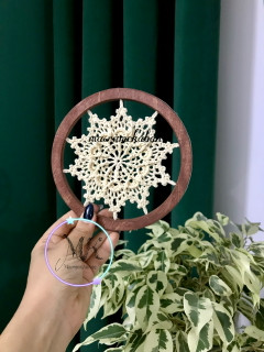 دیوارکوب ماندالا قلاب بافی مدل دونه برفی قطر 15 سانت مکرومه کابان