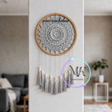 دیوارکوب قلاب بافی ماندالا مدل پیرت قطر ۳۷ سانت مکرومه کابان