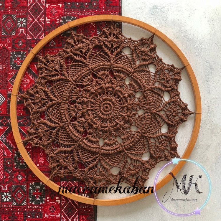 دیوارکوب قلاب بافی ماندالا مدل طلوع قطر ۴۲ سانتی متر